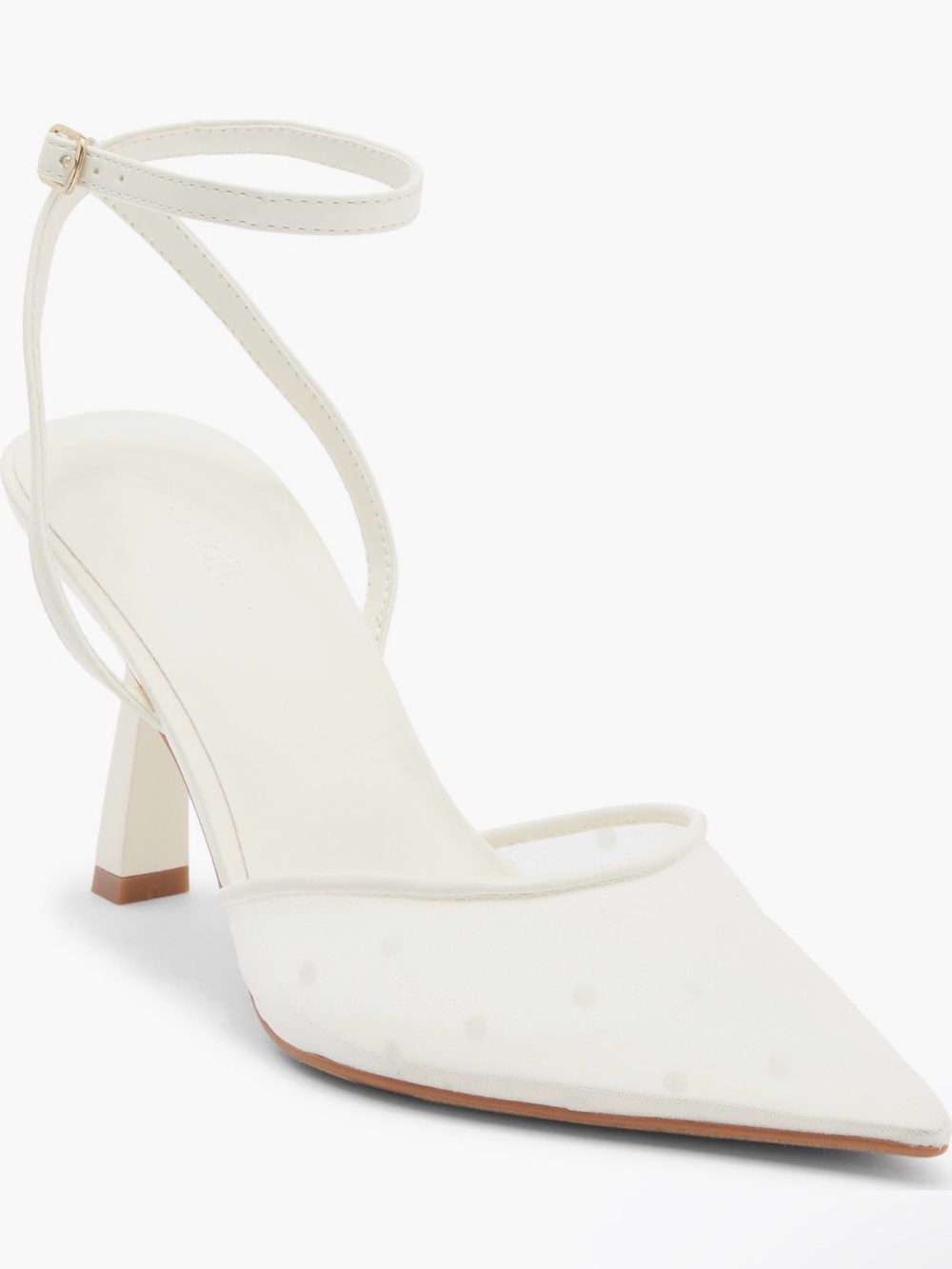 Women's Cream Pointed-Toe Ankle-Strap Heel